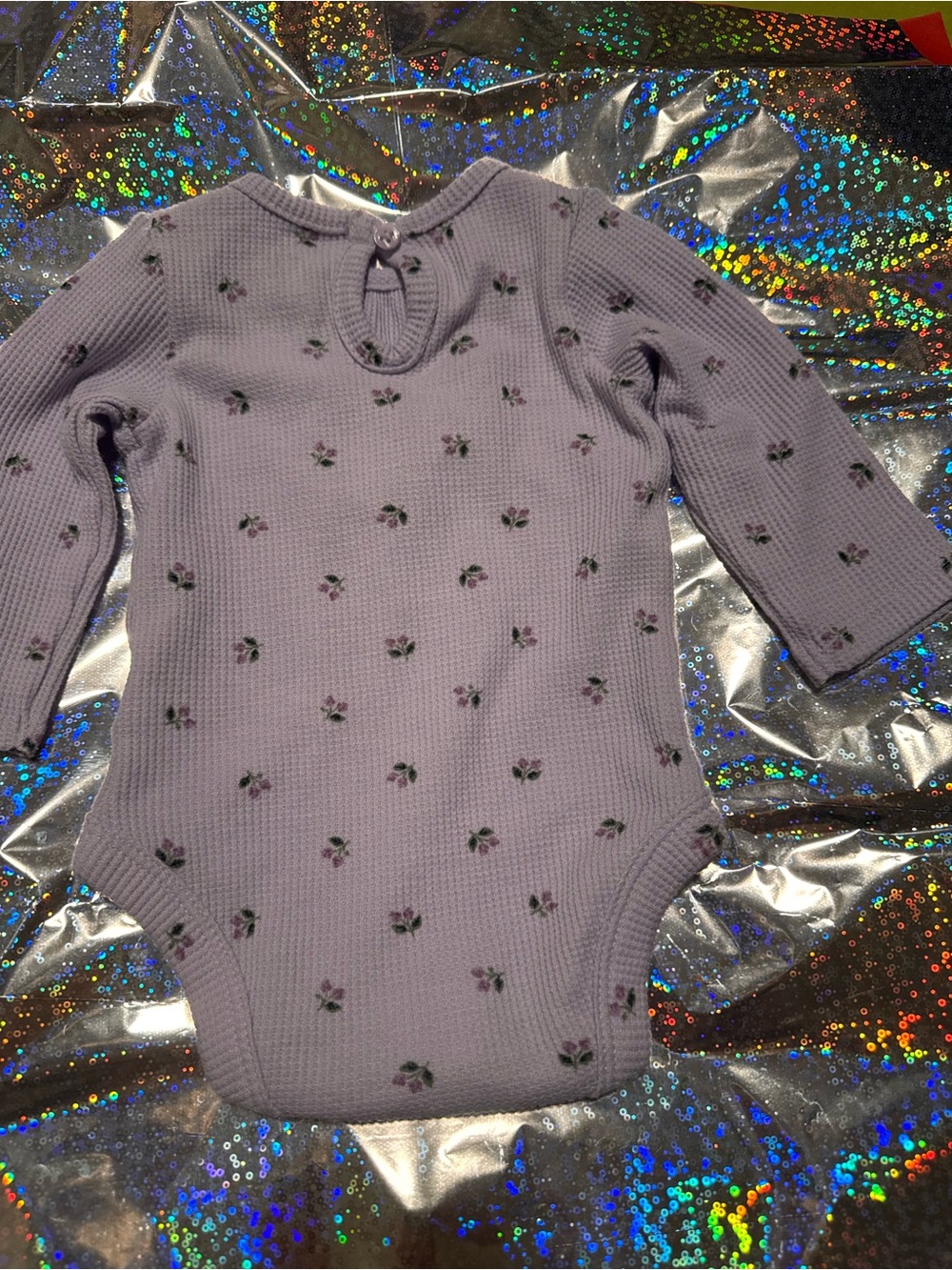 Carter's Lavender Floral Waffle-Knit Long-Sleeve Bodysuit